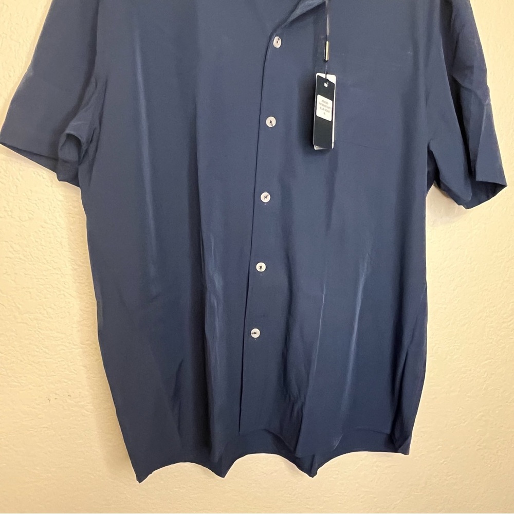 NWT Veboon Navy Blue Short Sleeve Button Down Shirt Men's XL - Picture 3 of 10